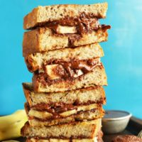 Stack of sandwiches crafted using our Grilled Nutella Banana Sandwich recipe