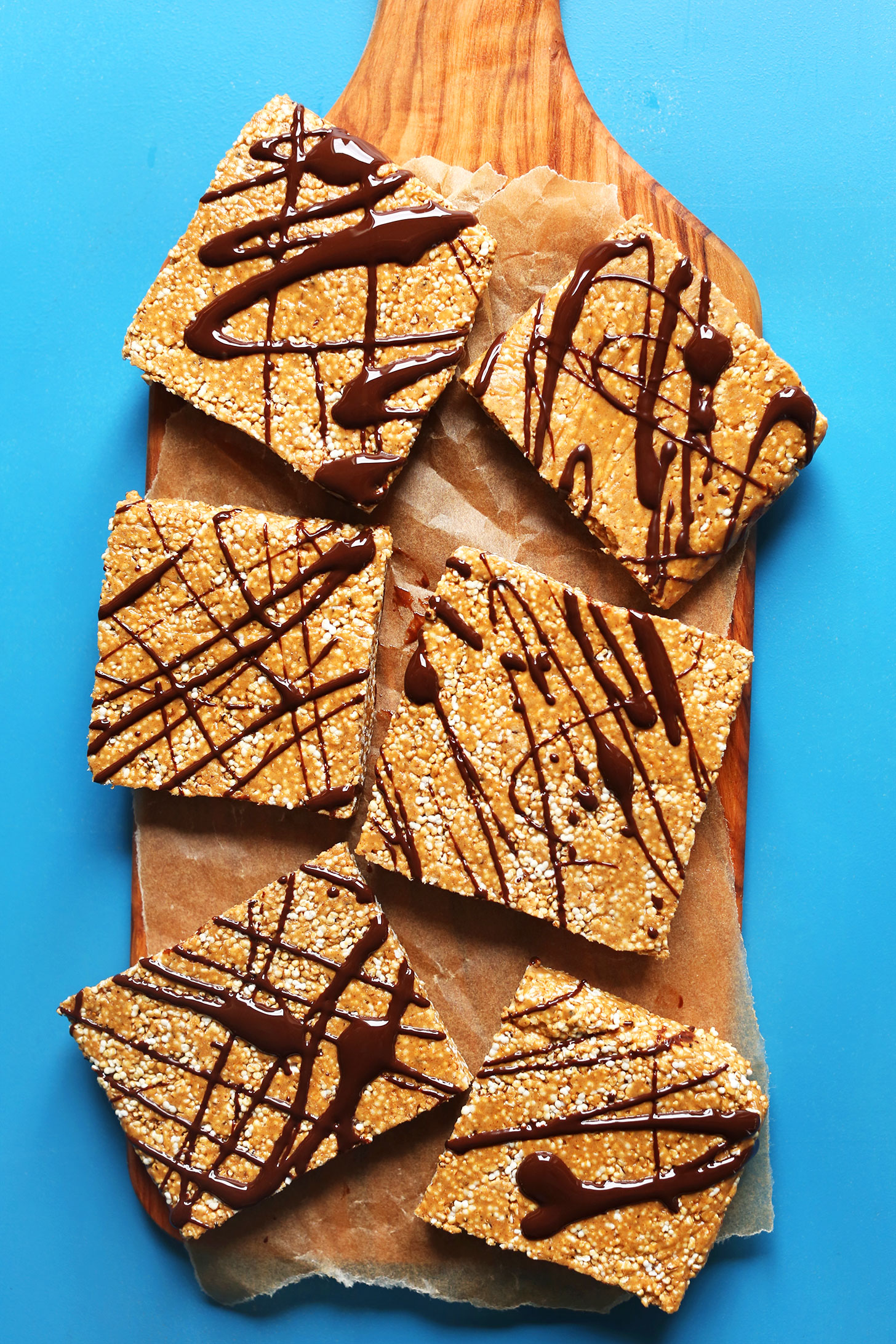 Squares of our easy Peanut butter Vegan Protein Bars