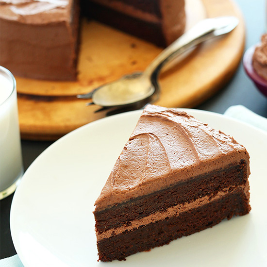 Slice of amazing Vegan Chocolate Cake on a plate