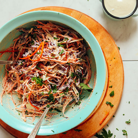 Big bowl of our delicious Vegan Cole Slaw